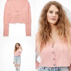 $45 AE Cropped Dreamspun Button Up Cardigan